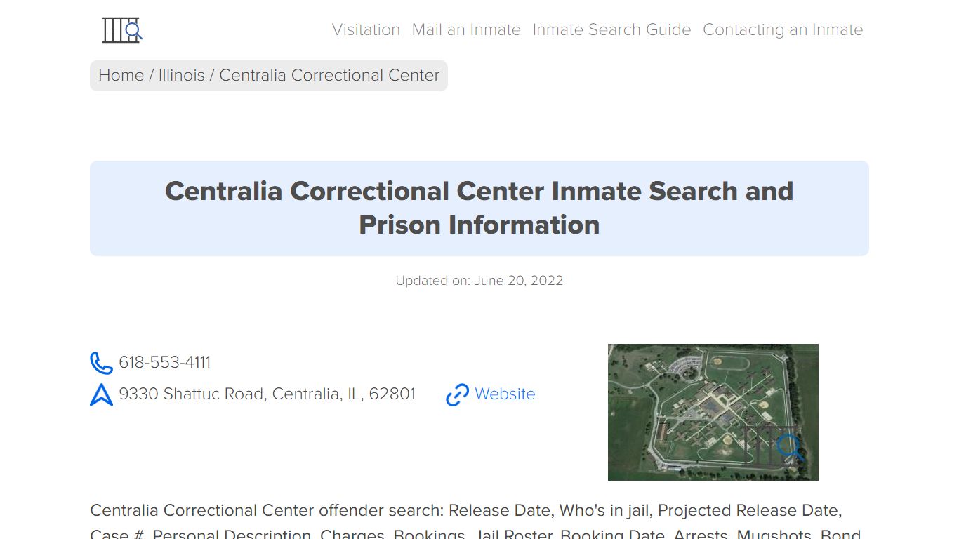 Centralia Correctional Center Inmate Search, Visitation ...